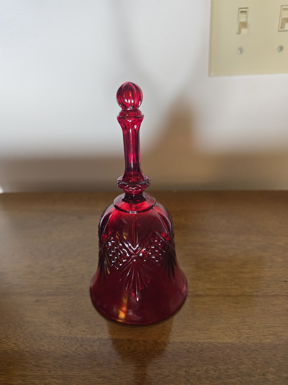 Godinger Shannon Crystal Cranberry Red Cut-Glass Bell Retired Color Vintage 90's